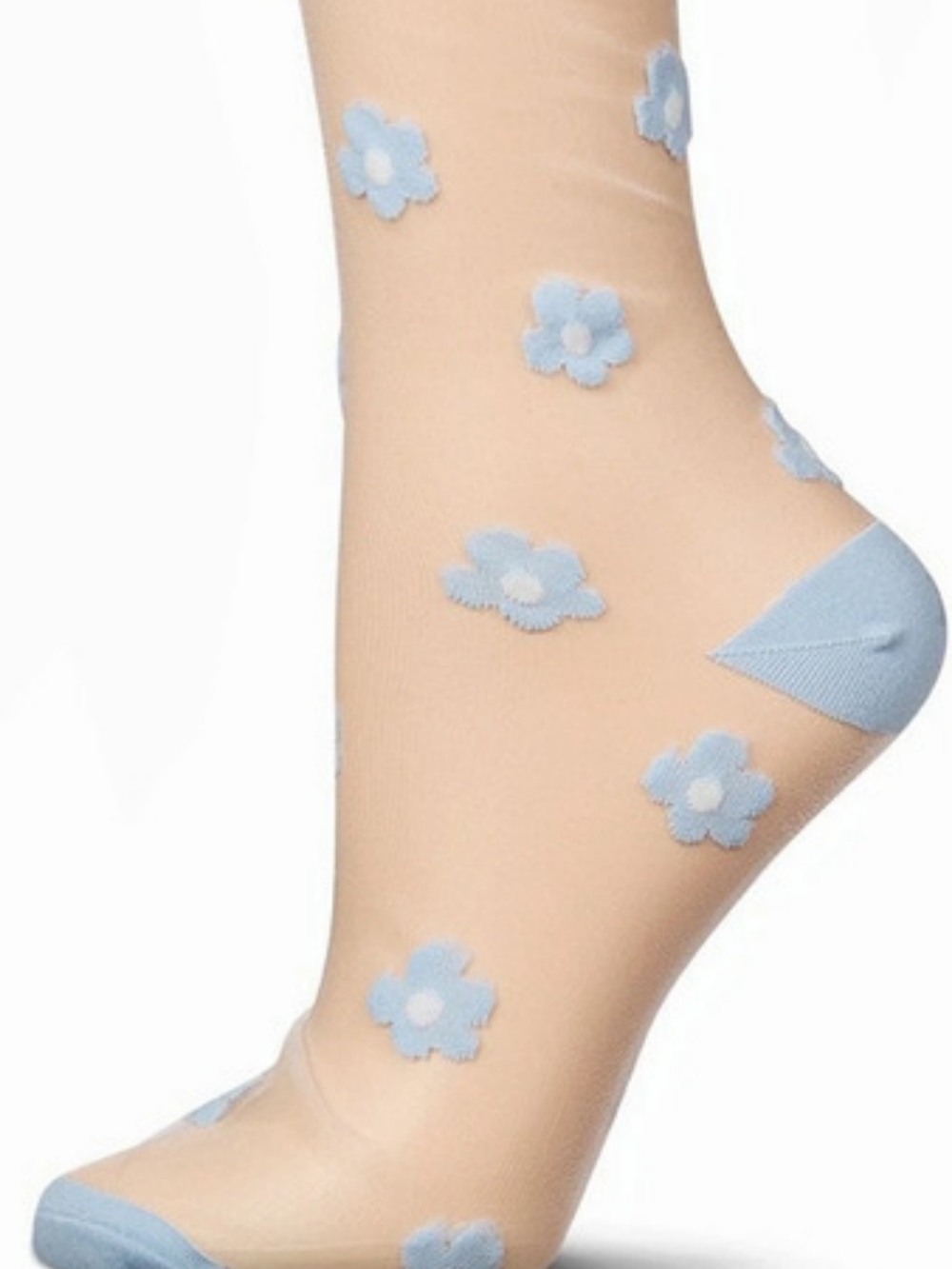 MeMoi Delightful Daisies Sheer Crew Socks Pink & Blue NWT